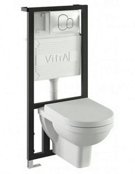 Form 300 комплект: подвесной унитаз, сиденье микролифт, инсталляция, кнопка глянцевый хром Vitra в Екатеринбурге